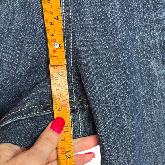 Beyonce's Dereon Embellished Velour Low Rise Flare Dark Distressed Jeans Size 16 - Picture 13 of 16